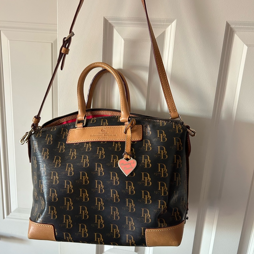 Dooney & Bourke Black and Tan Monogram Shoulder Bag